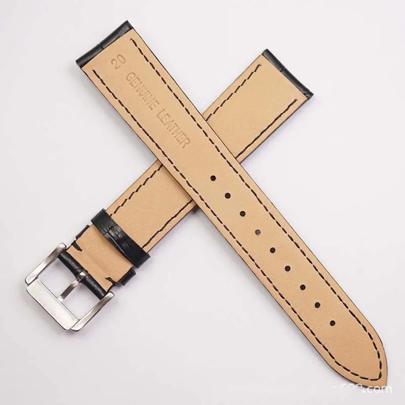 حزام ساعة من الجلد الطبيعي الممتد لأي حزام ساعة أسود بني 20 مم 21 مم 22 مم XL مقاس 135 + 90 مم سوار معصم من جلد البقر