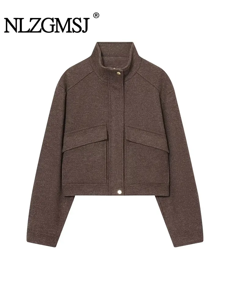 

NLZGMSJ женская осенне-зимняя новая свободная повседневная мягкая куртка женская с воротником-стойкой короткая верхняя одежда в ленивом стиле пальто