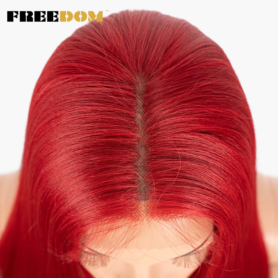 الحرية الاصطناعية الدانتيل الجبهة الباروكات للنساء 28 بوصة مستقيم الدانتيل الباروكة مقاومة للحرارة أومبير براون الأحمر الأبيض تأثيري الباروكات