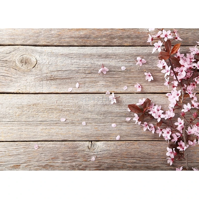 SHUOZHIKE Digital Photography Backdrops  Flower and wood Planks Theme Photography Background  DST-1029