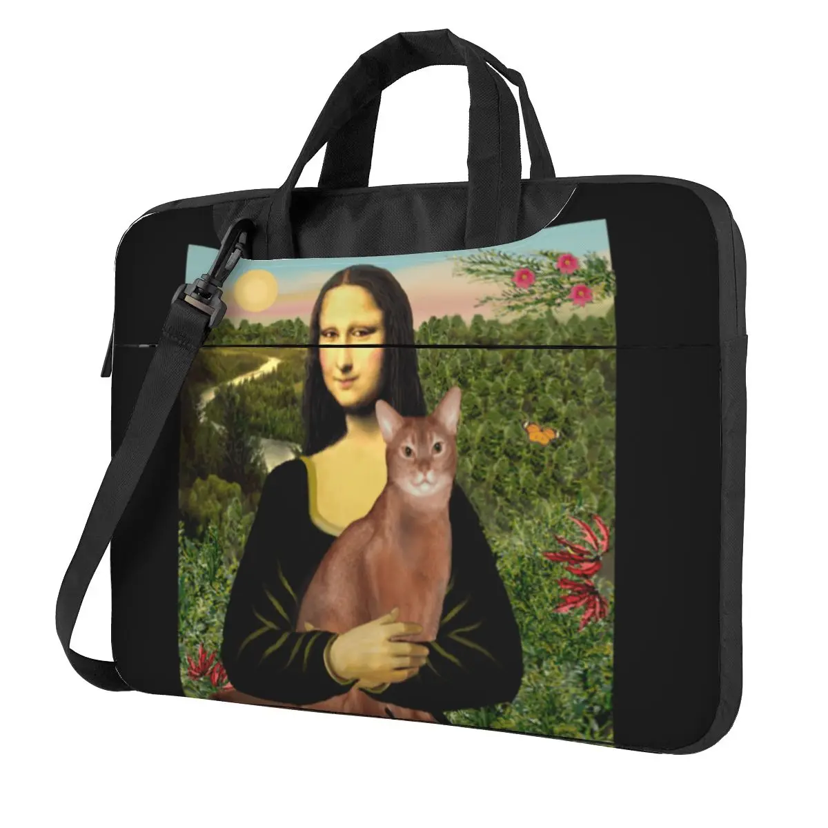 Mona Lisa And Her Abyssisian Cat Laptop Sleeve Bag Funny Mona Lisa For Macbook Pro Lenovo Notebook Pouch Vintage Computer Bag