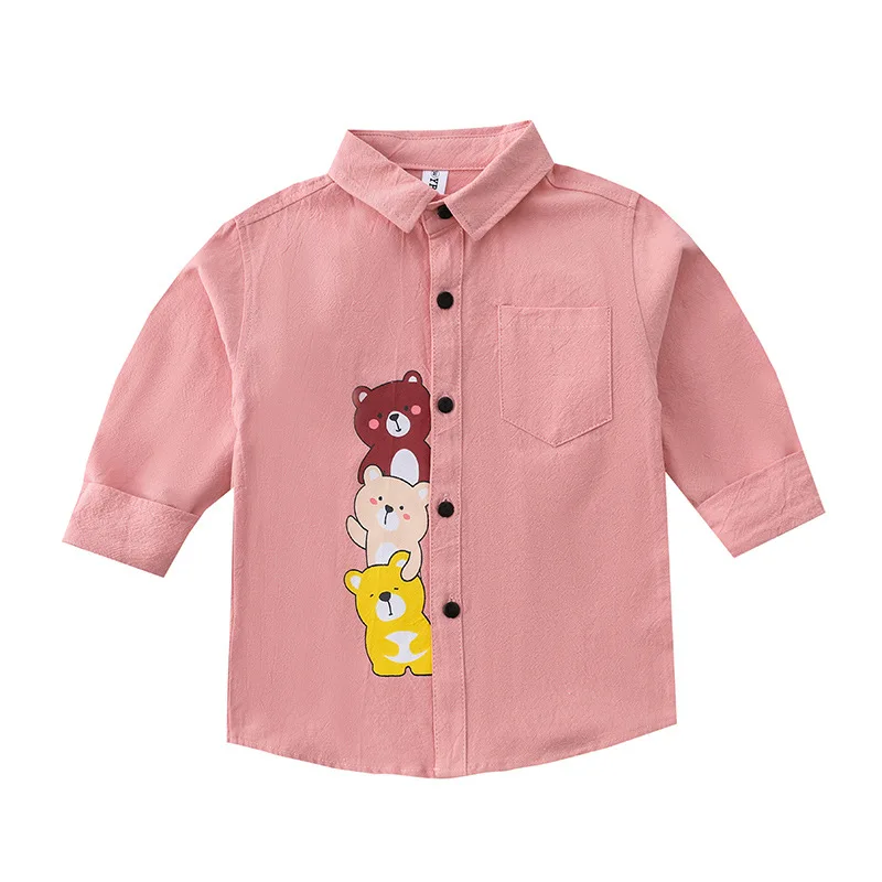 Cute Bear Boys Shirts Long Sleeve Toddler Kids Tops Children's Clothes image 5