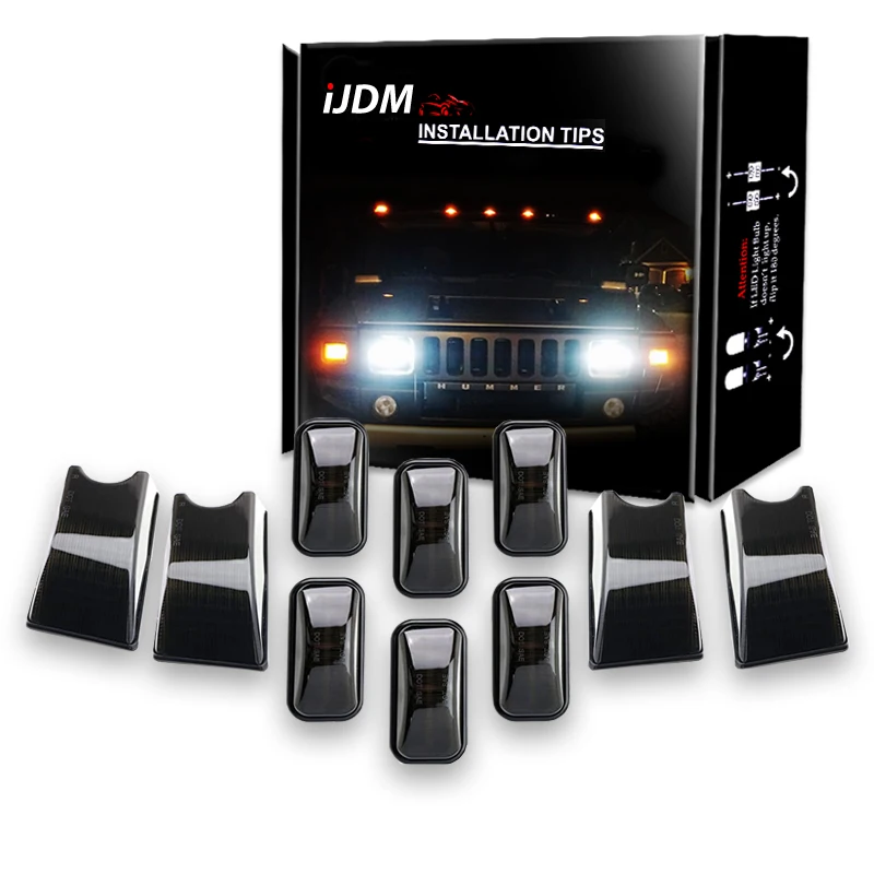 

iJDM Amber/Red Full LED Cab Roof Marker Light Kit For 2003-2009 Hummer H2 SUV/SUT Top Clearance Marker Lights Lamps 12V