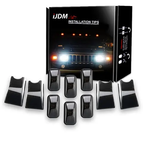 iJDM Amber/Red Full LED Cab Roof Marker Light Kit for 2003-2009 Hummer H2 SUV/SUT Top Clearance Marker Lights Lamps 12V