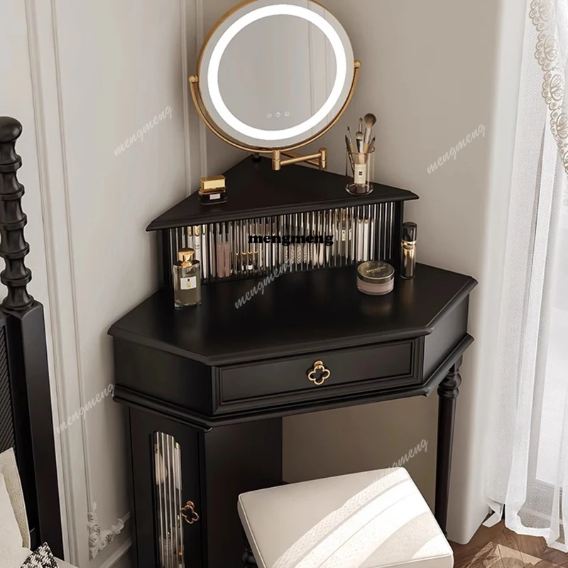 

Makeup Mirror Vanity Table Stool Bedside Corner Modern Living Room Luxury Dressing Table Drawers Wood Vestidores Home Furniture