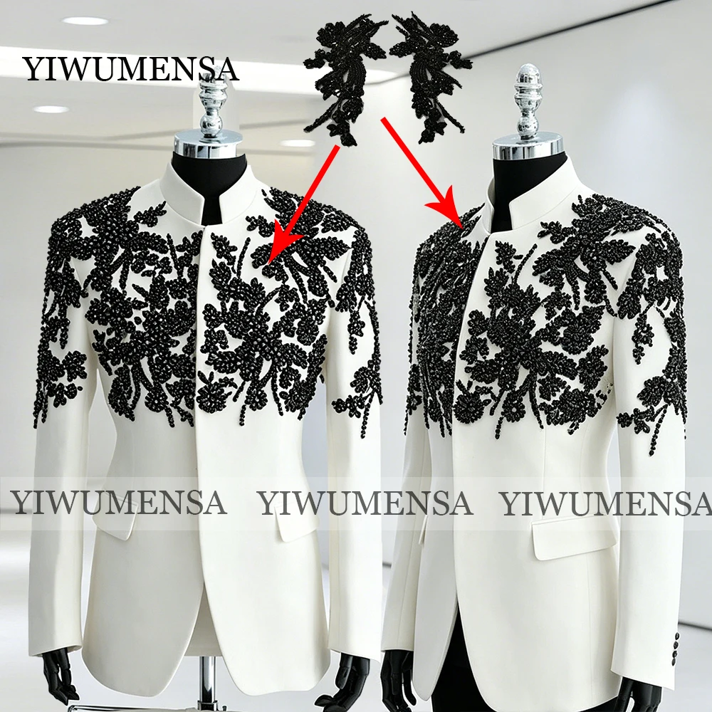 Terno Masculino Exclusivo para Casamento com Pedrarias e Apliques, Blazers Personalizados para Formatura, Traje Formal para Noivo, Smoking, Terno Masculino Completo