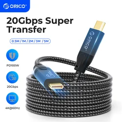 ORICO USB C do USB C 3.2 Gen2 × 2 kabel 20 gb/s transferu danych 4K @ 60Hz wyjście wideo 100W szybkie ładowanie PD kompatybilny z MacBook