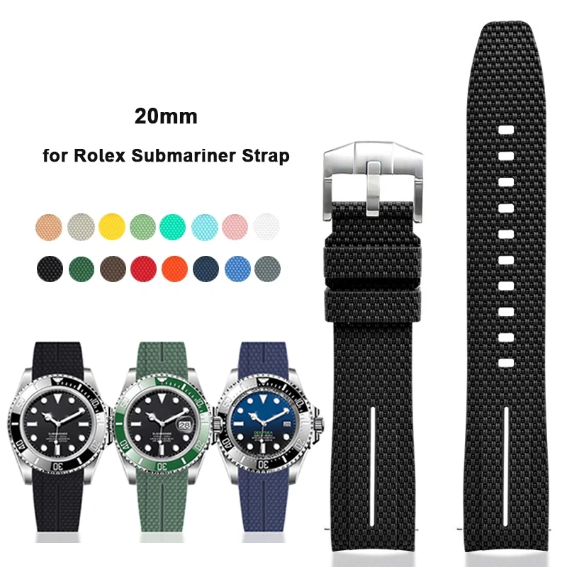 Rubber Silicone Strap for Rolex Water Ghost for Daytona 20mm Curved End Diving Quick Release Bracelet Belt for Omega Watch Band