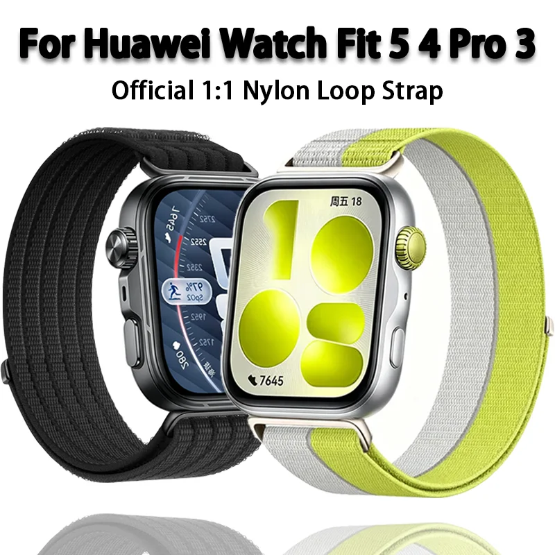 Offizielles 1:1 Nylon-Schlaufenarmband für Huawei Watch Fit 5/5 Pro Sportarmband für Huawei Watch Fit 4Pro/3 Atmungsaktives Armband