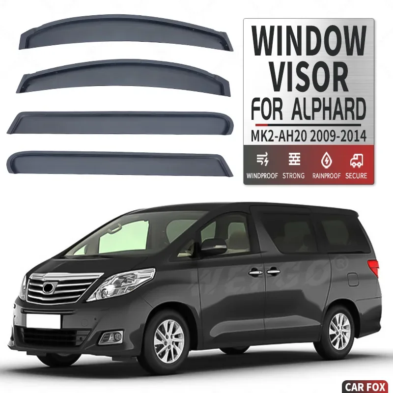 4Pcs Window Visor For Toyota Alphard MK2 AH20 2009-2014 Weathershield Sun Rain Deflector Guard Car Window Deflector