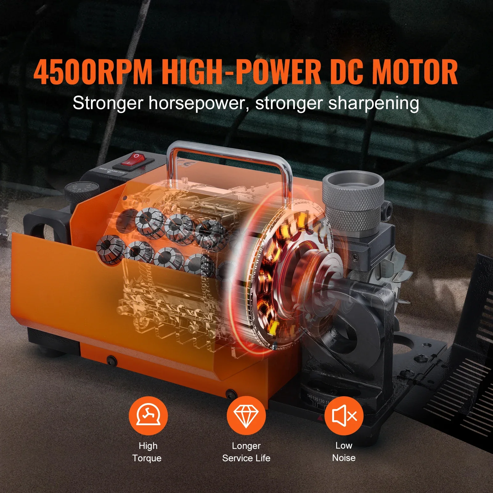 VEVOR Drill Bits Sharpener 3-13mm Mill Grinder Sharpener Portable Sharpening Angle Grinder with 11 Collets For Factory Workshop