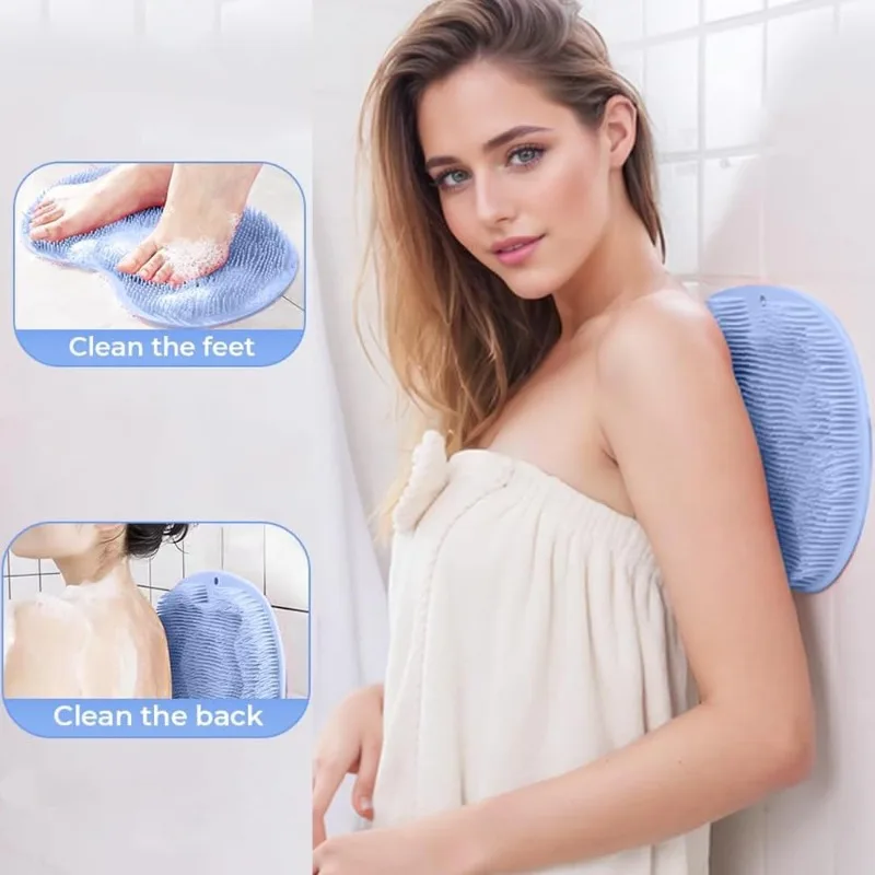 Silicone Shower Foot & Back Scrubber Mat Non Slip Exfoliating Massager Pad Dead Skin Remover Bathroom Body Foot Cleaning Brush