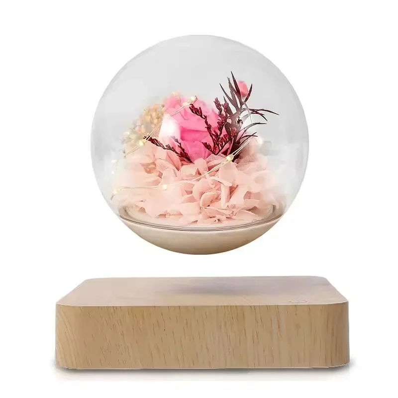 New magnetic levitation flower rose light gift living room bedside LED Levitating Floating table home decoration lamp