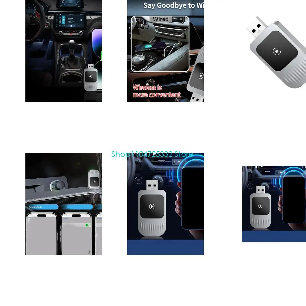 

P5EA Upgraded Your Driving Experience Phone Cabled to Wireless Play Hubs No More Cables Quick Installation, Fast Auto Pairing