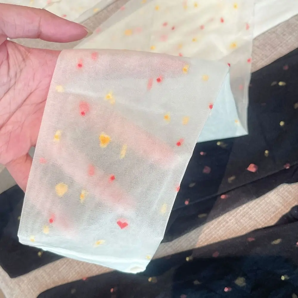 2Pcs Transparent Heart Long Tights Ultra-thin Lolita JK Style Colorful Dot Stockings Harajuku Nylon Mesh Pantyhose Girl