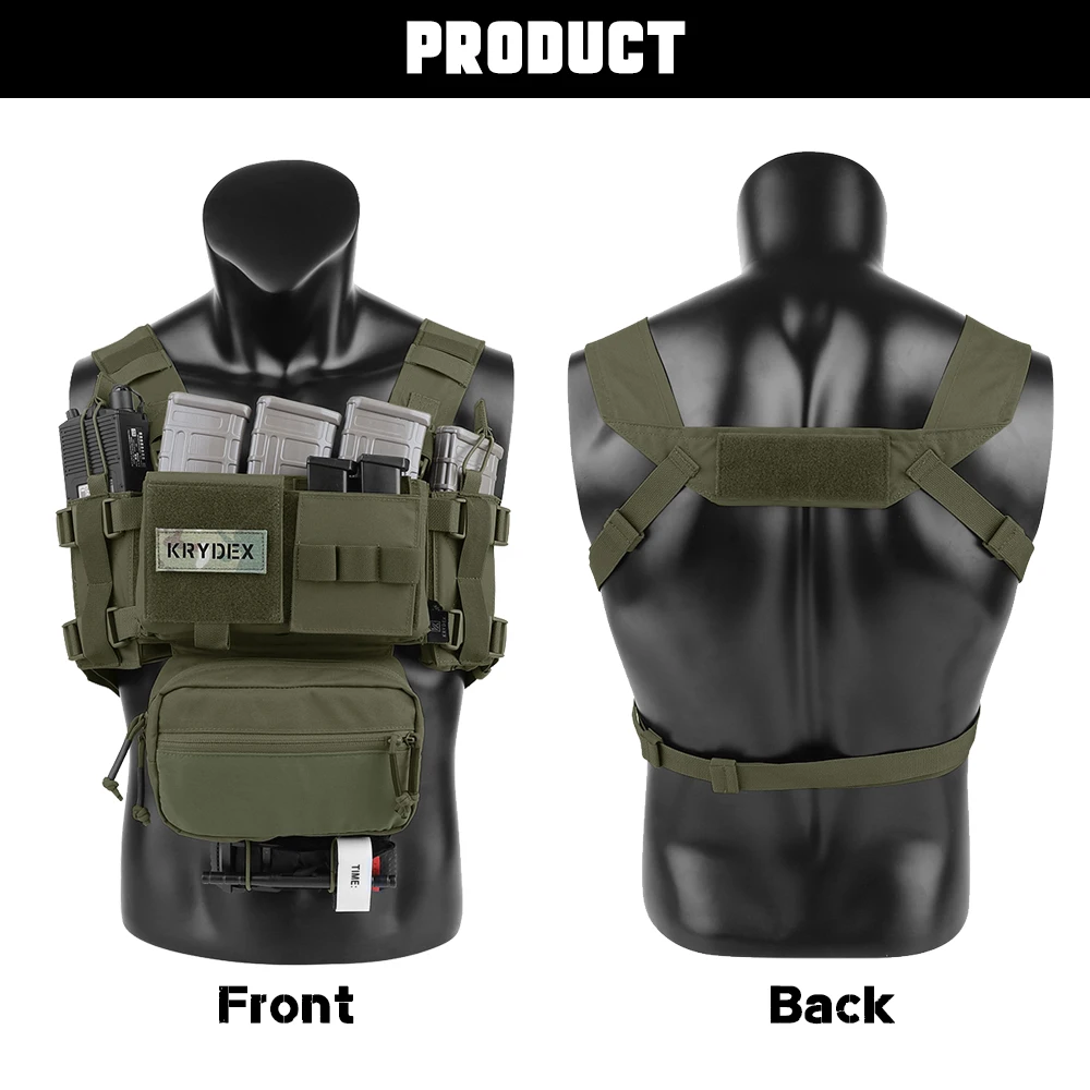 KRYDEX 500D Tactical MK3 Chest Rig Micro Fright Chassis SACK Pouch M4 AK Magazine Pouch Hunting Paintball Vest Ranger Green