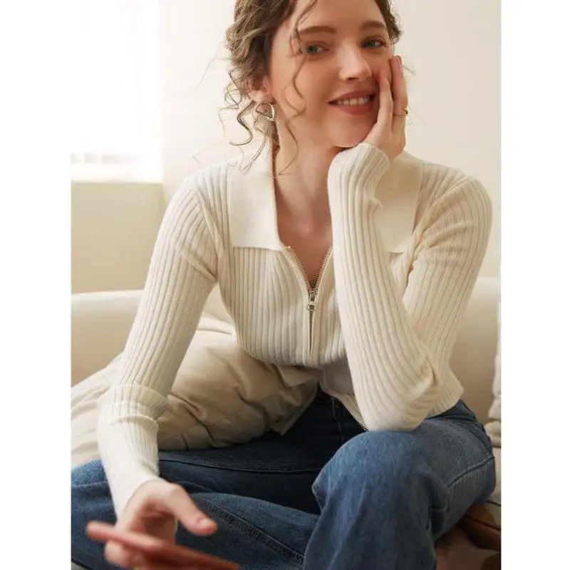 

Women's Pure Color Knitwear Cardigan Casual Long Sve Comfortable Fit Ciwalk Inner Wear Nine Button Collar Deformable