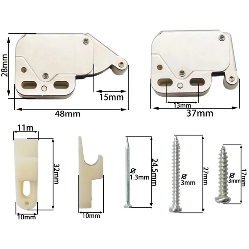 Mini Push Catch Latch Cabinets Lock Automatic Spring Catch System Motorhome Cupboard Doors Furniture Security locks