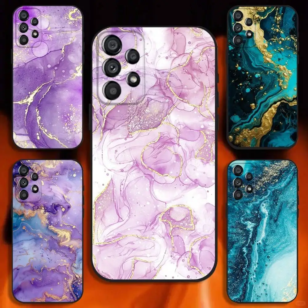 

Gold Glitter Marble Phone Case For Samsung Galaxy A20,A21s,A22,A31,A32,A52,A53,A72,73,A80 Soft Black Cover