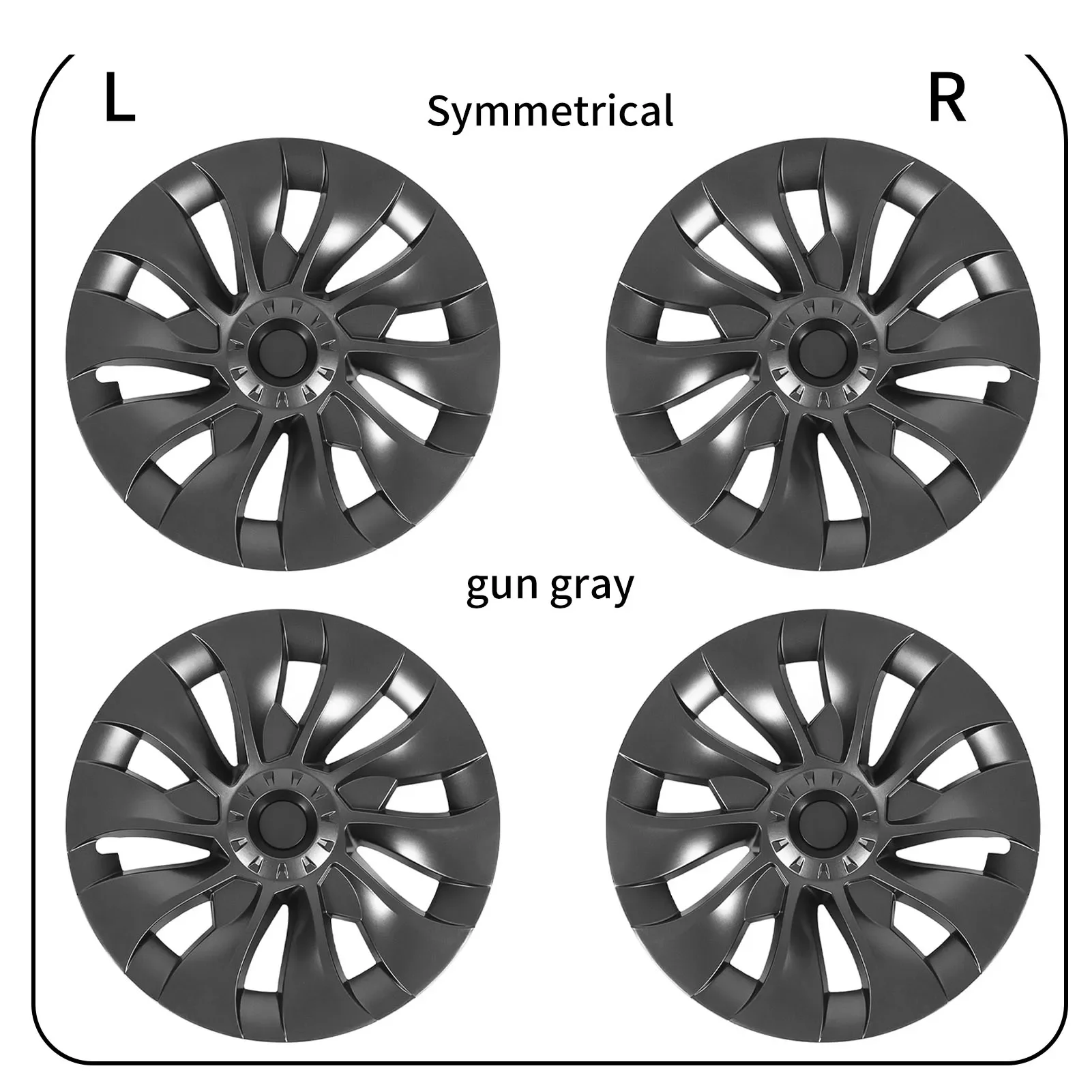 4pcs 18in Wheel Hub Cover Symmetrical Fully Wrap Hubcap Rim Protector Trim Replacement for Tesla Model 3 2017 to 2023 Dark Grey