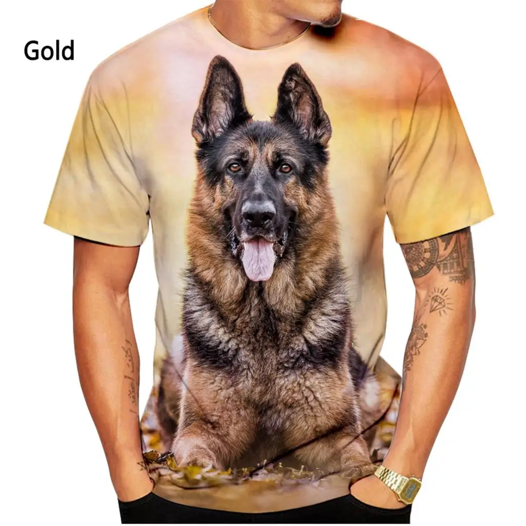 2022 Men\'s and Women\'s Summer Casual Short-sleeved Dog Shirt Tops New Fashion German Shepherd 3D Printing T-shirt