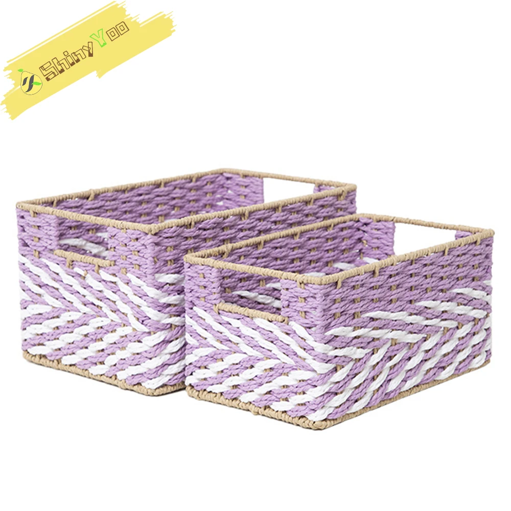 

Handmade Storage Boxes, Woven Storage Basket Desk Table Top Household Drawer Snack Kitchen Sundries Key Organizer Basket