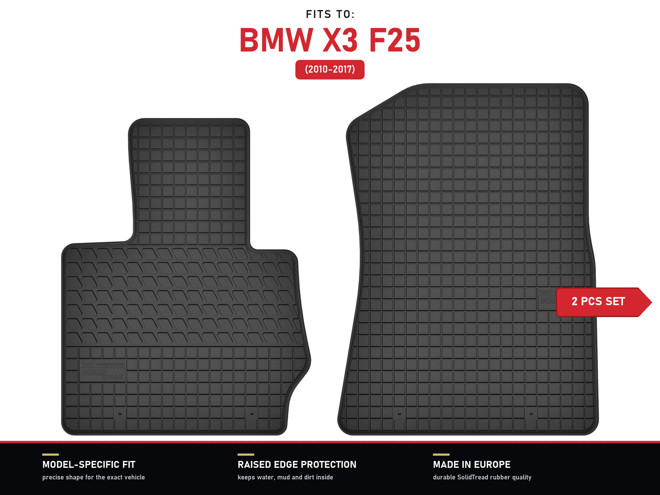 Rubberen vloermatten voor: BMW X3 F25 2010-2017 SUV
