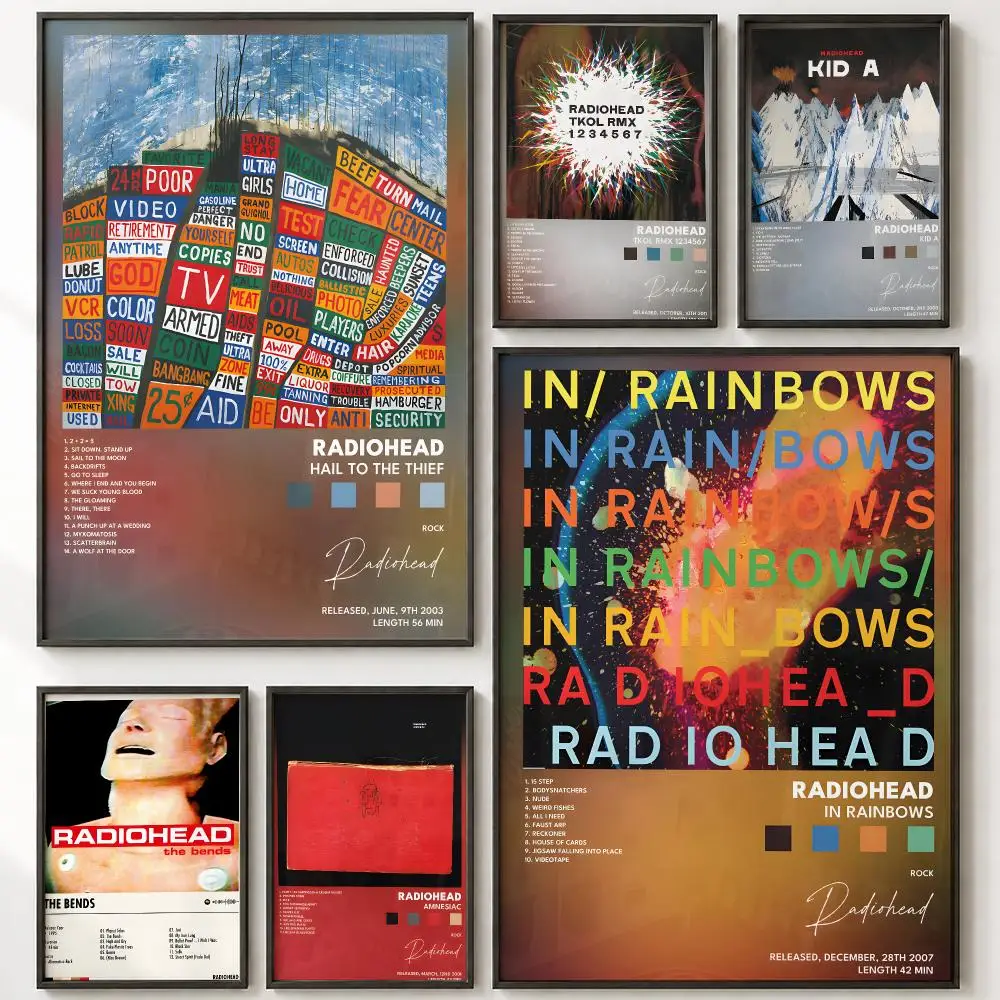 Popular Music Rock Band R-Radiohead Poster High-Definition With Textured Finish Modern Style For Hallway Wall Art Decor