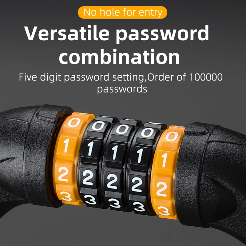 WEST BIKING Bicycle Lock 65-150CM Multi-length Bike Chain Lock Motorcycle Ebike Cycing 5-Digit Password Anti-theft Safety Lock