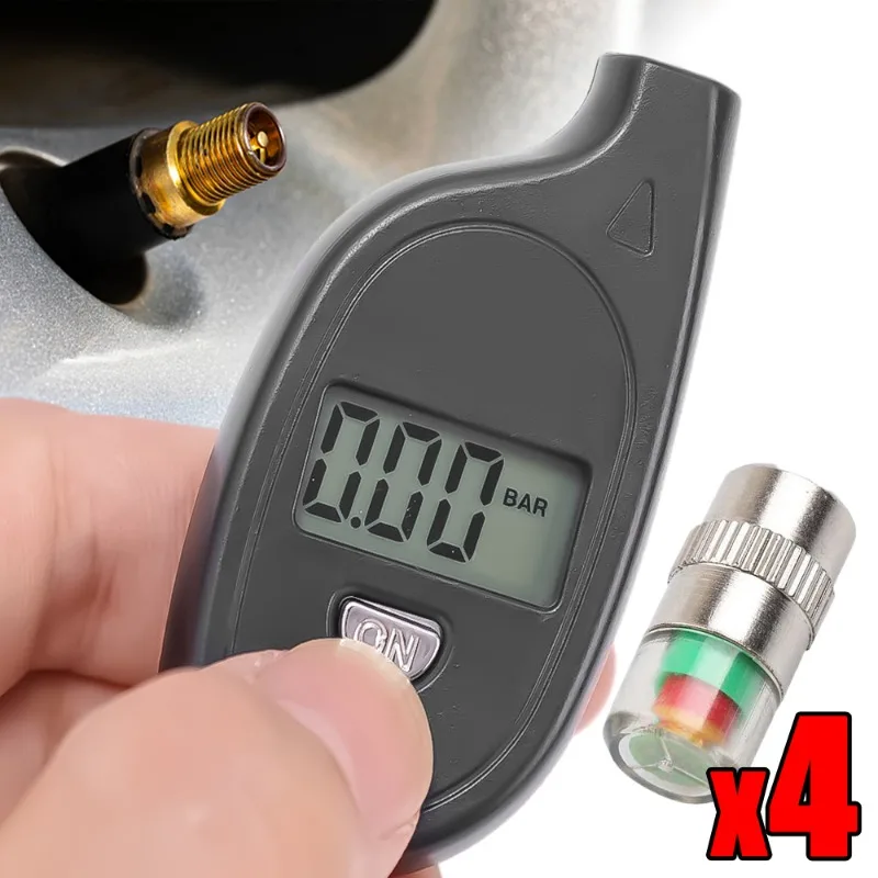 

1/4pcs Car Tire Pressure Indicator Mini Keychain Tire Detection Gauge Lcd Display Car Tyre Alert Monitoring Valve Cap Sensor