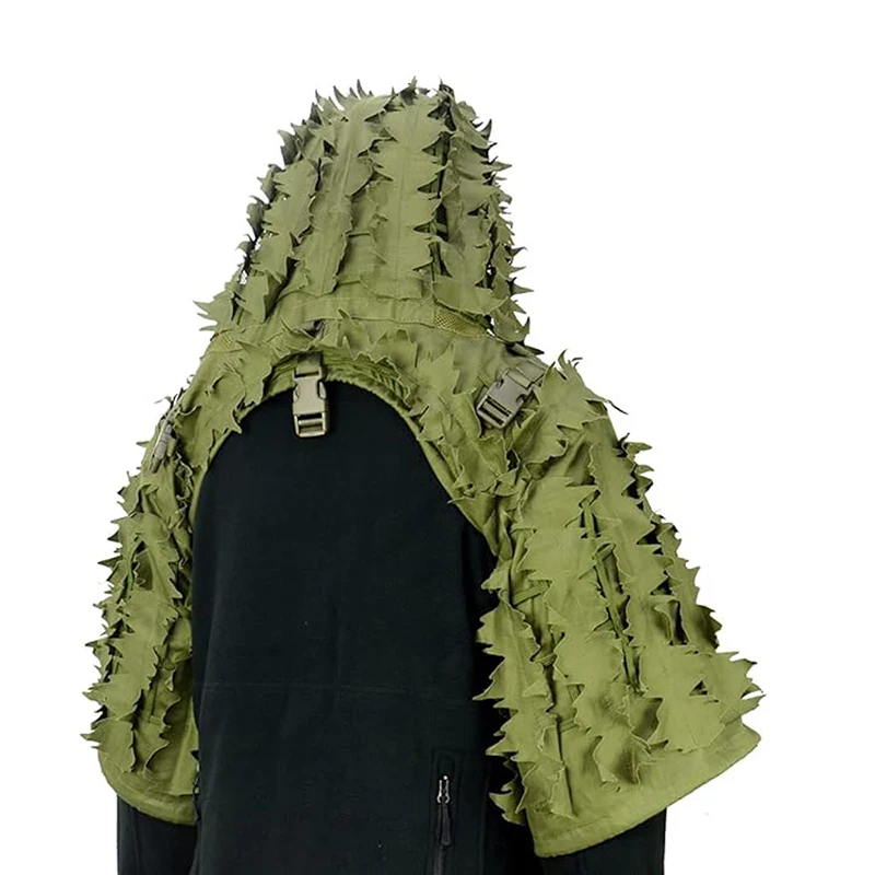 Taktischer Ghillie-Anzug, atmungsaktive Ghillie Viper Hood mit 3D-Blattstreifen, Scharfschützmantel für Wargame, Jagd, CS – Detail 11