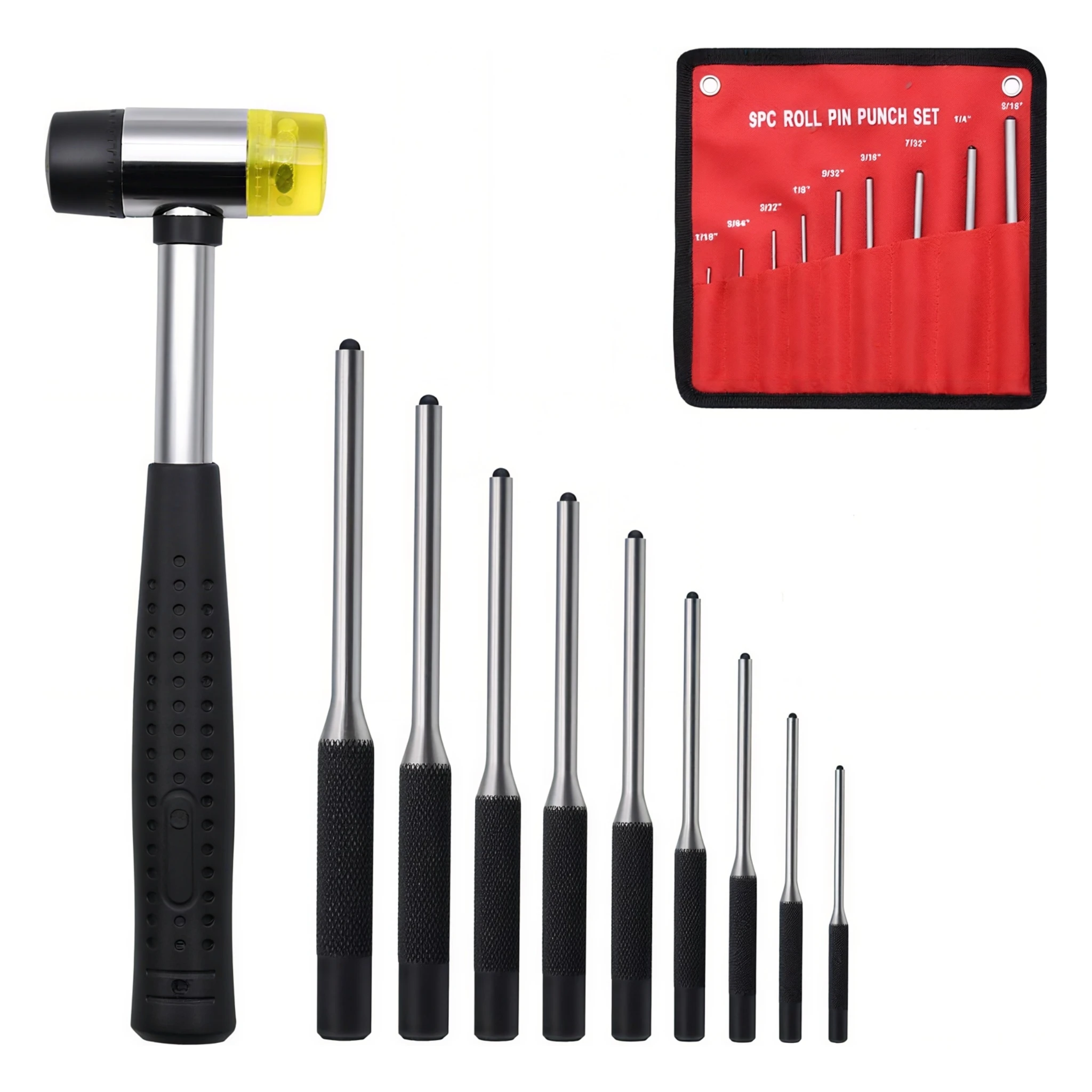 9 pezzi tattico rotolo pin punzonatrice set caccia rimozione pin punzonatura kit di strumenti accessori per pistola in acciaio resistente perni a testa tonda punzonatrice