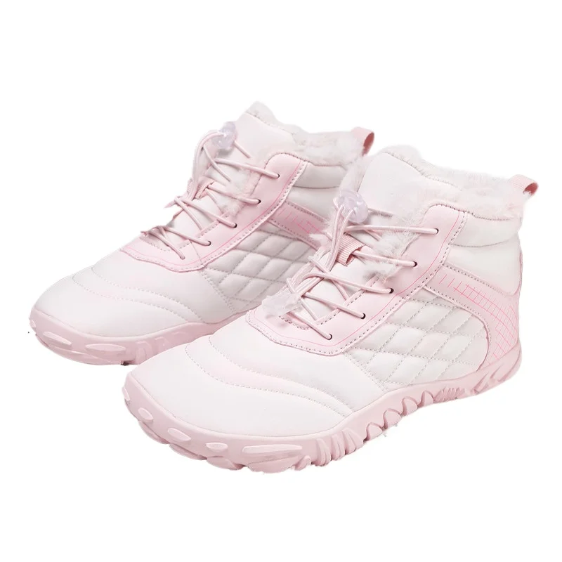 Barfuß-Wanderstiefel für Herren und Damen, warmer Zero Drop-Schneestiefel zum Hineinschlüpfen, breite Zehenbox-Stiefeletten, minimalistisch wasserdicht