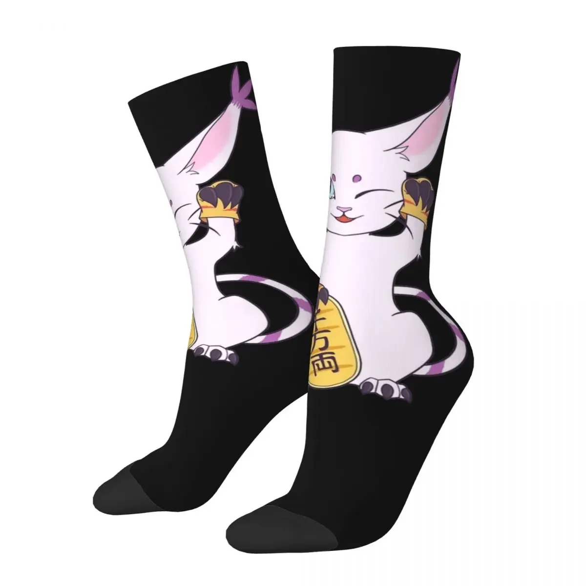 Lucky Cat Gatomon Stuff Socks Cozy Lovely Sport Crew Socks Warm for Men's Wonderful Gifts