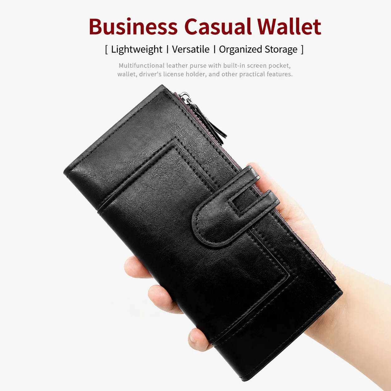 Large Capacity Wallet Vintage Ladies Hand Wallet Coin Purse Retro Solid Color Wallet For Cards Storage Storage Shopping