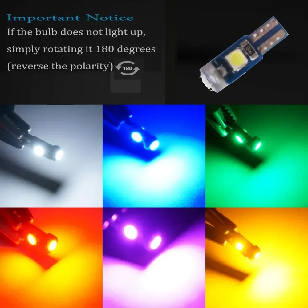 20pcs Led Bulb Dash Lights Super Bright T5 2721 37 70 286 Wedge PC74 Twist Socket Automotive Instrument Panel Gauge Light Kits
