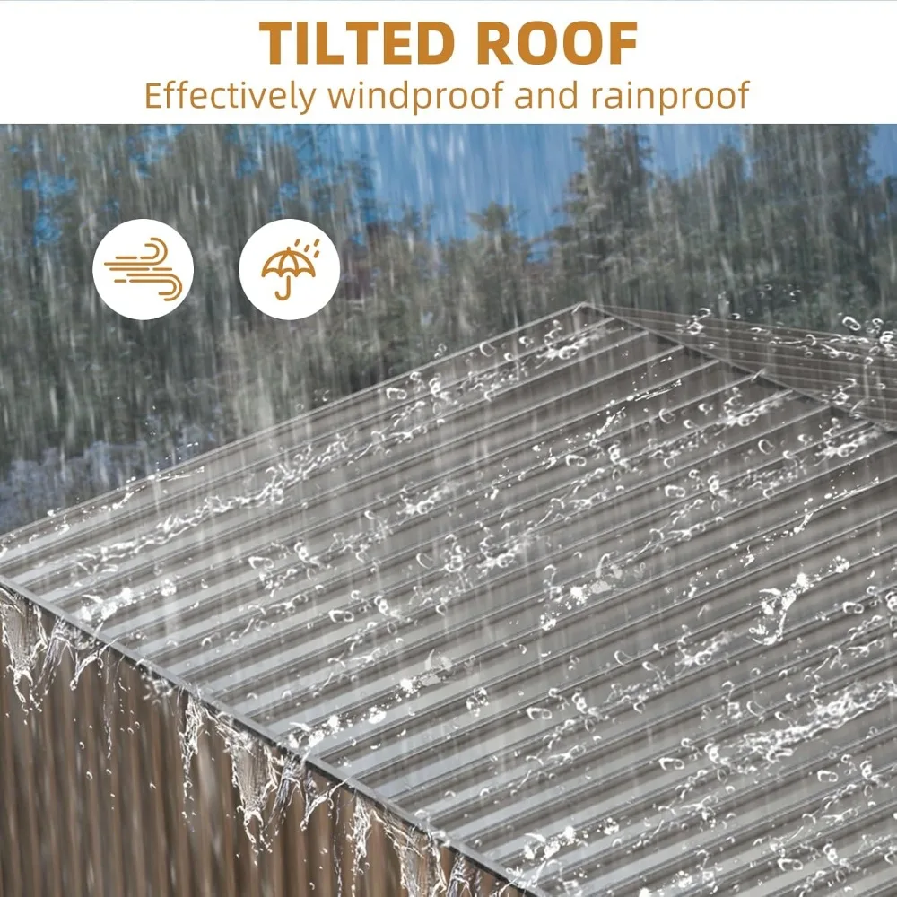 سقيفة تخزين كبيرة في الهواء الطلق، سقيفة حديقة معدنية مقاس 10 × 10 أقدام مع فتحة تهوية، قابلة للقفل، مناسبة لتخزين الأدوات والأثاث