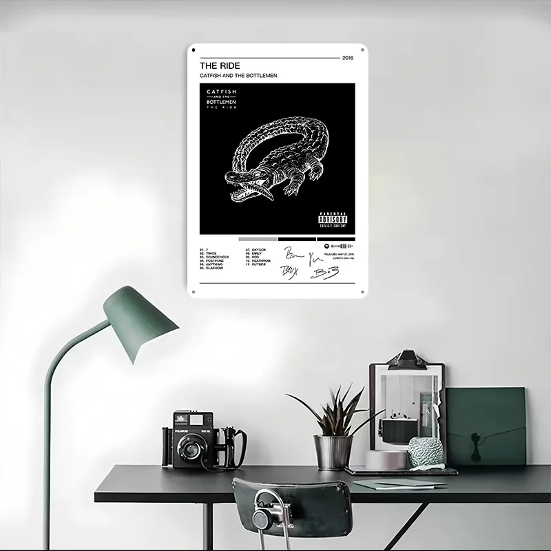ナマズとボトルマン ザ・ライド・アルバム メタルポスター 壁飾りアイテム カスタマイズ可能なメタルブリキ看板 壁アート装飾用