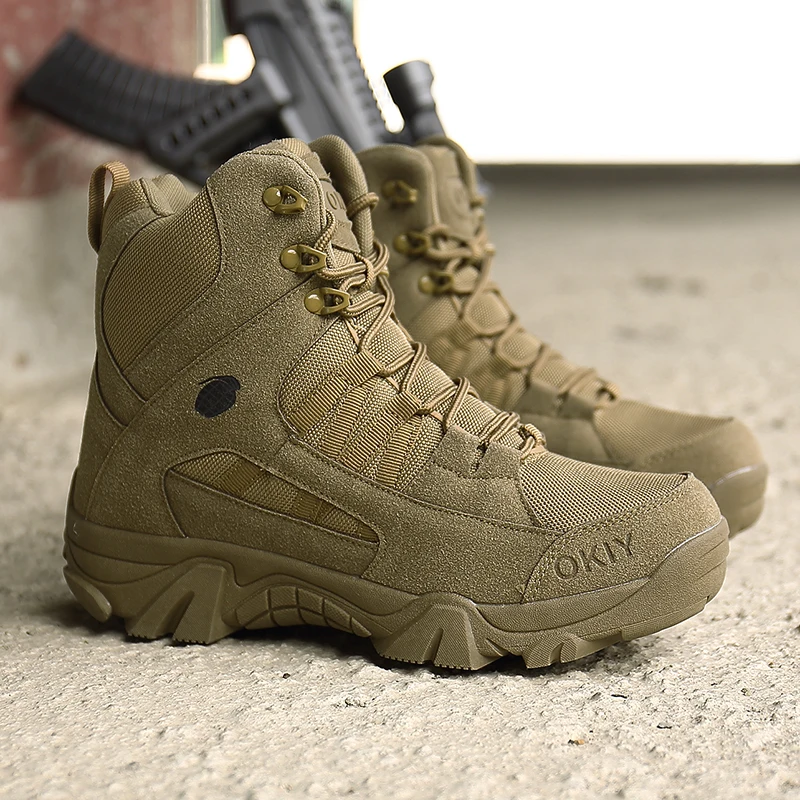 New Men military boots, special forces hiking boots, outdoor waterproof high top desert boots, tactical boots