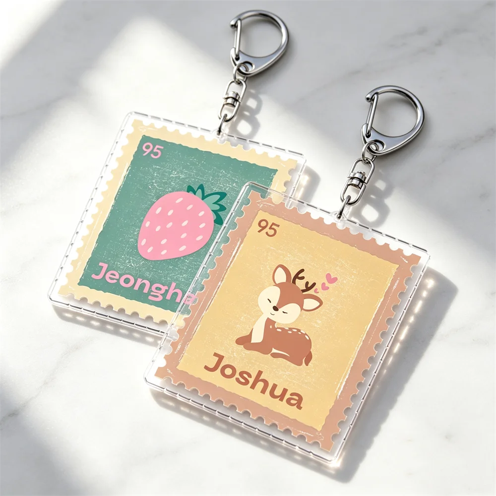 Kawaii Kpop Members Stamp Keychains Bag Charms Accessories Cute Jeonghan Carat Hoshi Joshua Keyrings Jewelry Fans Friends Gifts