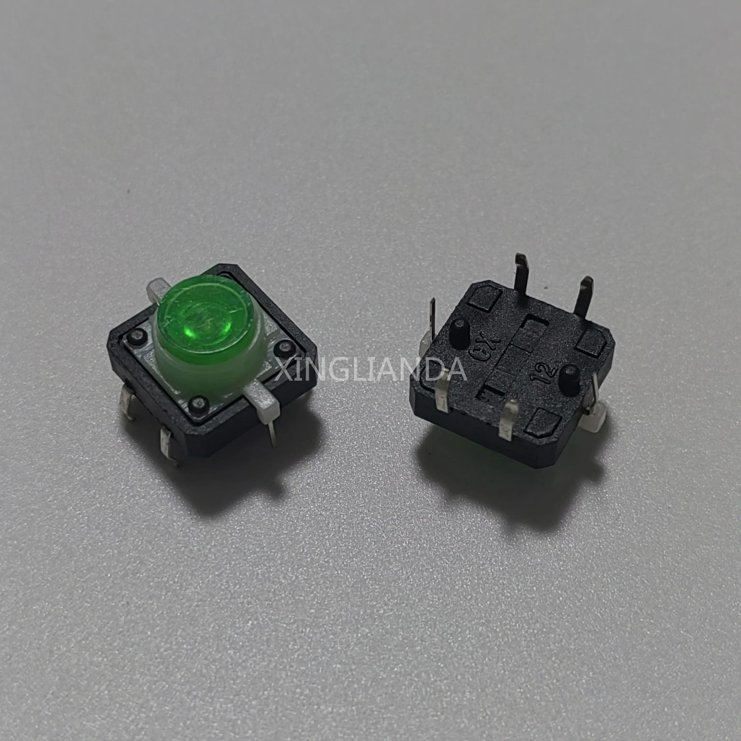 20PCS/Lot Reset Button Momentary With Light 12x12x7.3mm Green Red Yellow Blue White LED Illuminated Tact Switch 12*12*7.3MM