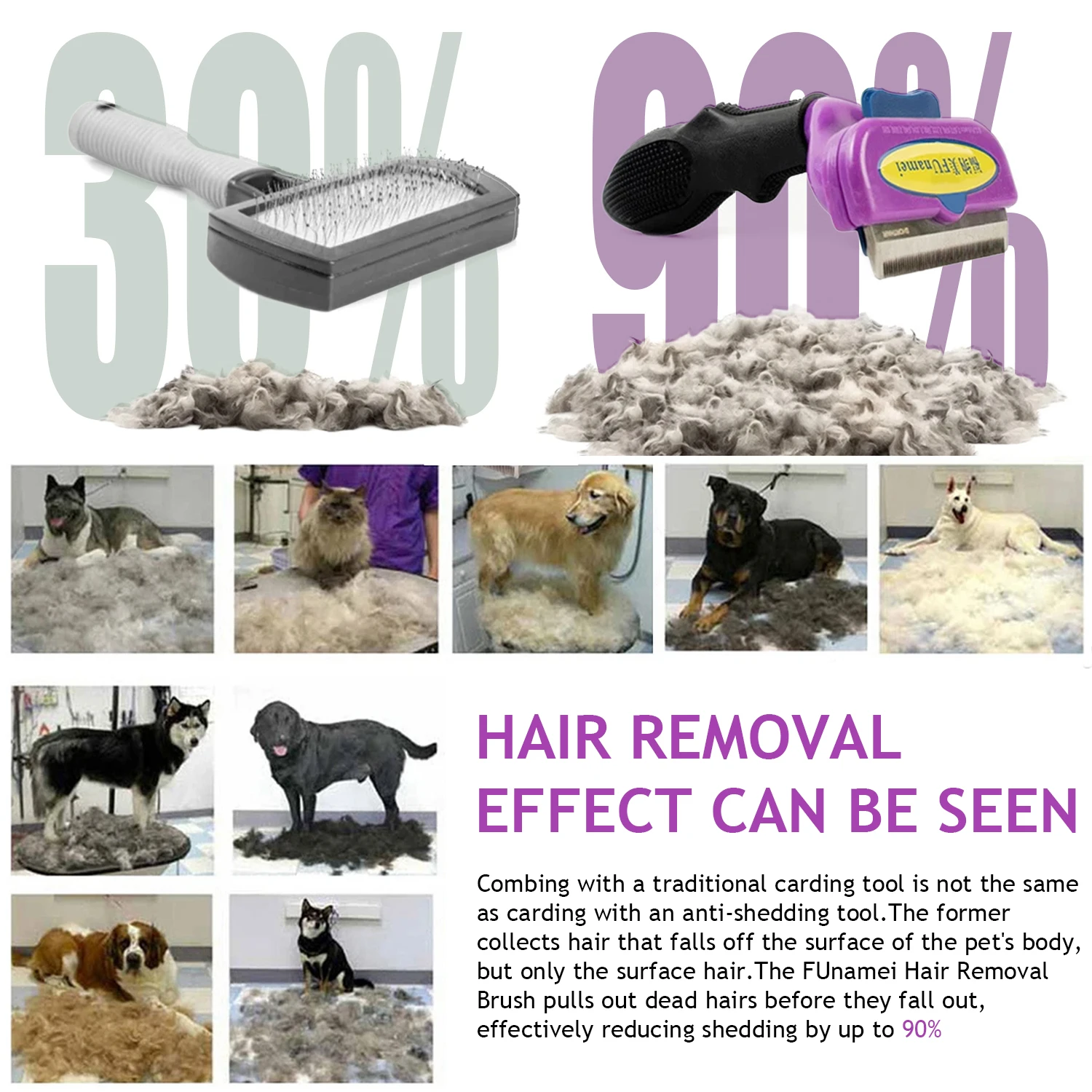 فرشاة الكلاب، ملحقات التهيأ، مزيل عقد شعر الحيوانات الأليفة، الكلاب الكبيرة، القطط، الشعر الطويل القصير، أمشاط مضادة للقمل، مستلزمات العناية بالشعر للقطط