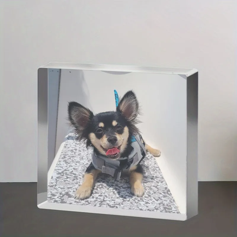 1 x individuelle Acryl-Fotodisplay für Haustiere, handgefertigte 3D-Desktop-Andenken-Dekoration, festliche Verzierung für Zuhause und Büro, Valentinstagsgeschenk