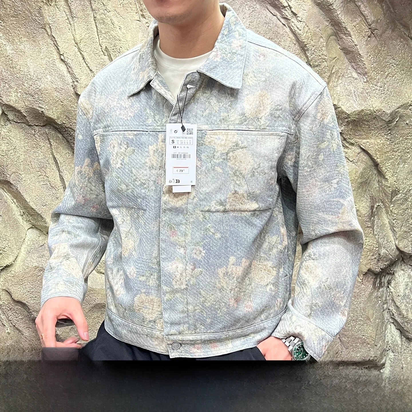 

Ретро джинсовая куртка унисекс с цветочным граффити, свободного кроя, осенняя, модная верхняя одежда, стандартный крой, полиэстер