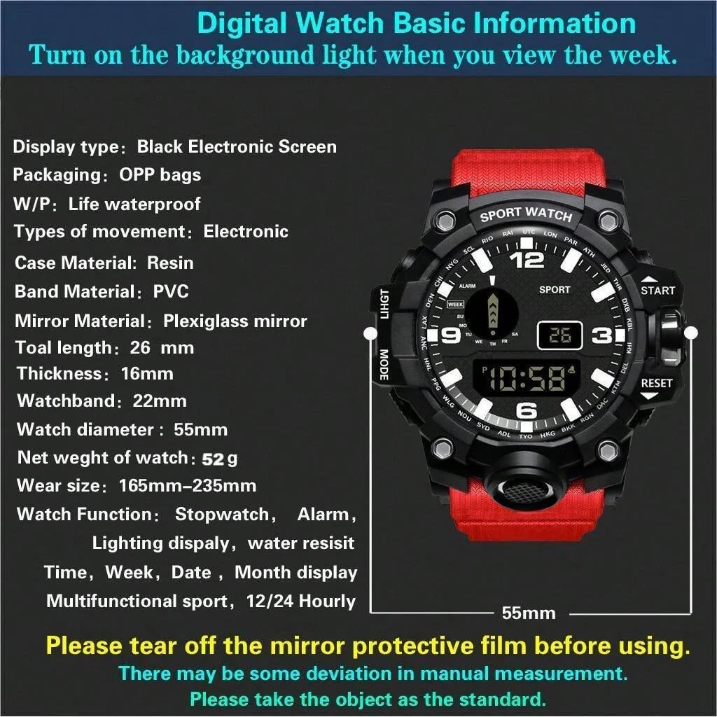 Top Brand Style Sports Boys Watches Military Quartz Watch Men Led Digital Electron Wristwatch For Teen Clock