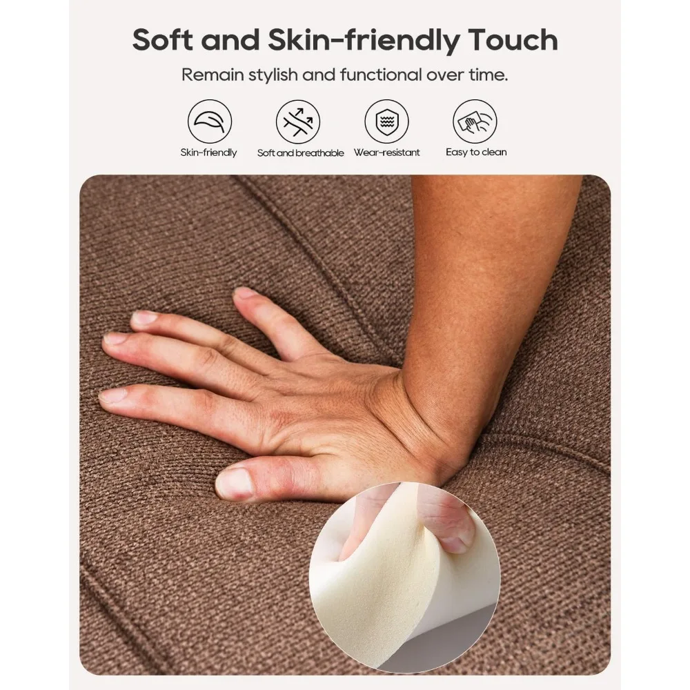 Sofá cama convertible de tela de 65 pulgadas con portavasos dobles, patas de madera, cómodo sofá cama para sala de estar