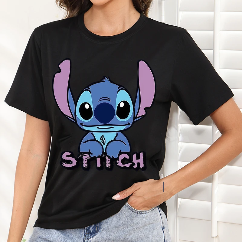 

Y2k t-Shirt Ladies Clothes Custom Disney Mickey Minnie Printed Cotton Loose Top Woman Clothing Short Sleeve Top Summer Dress