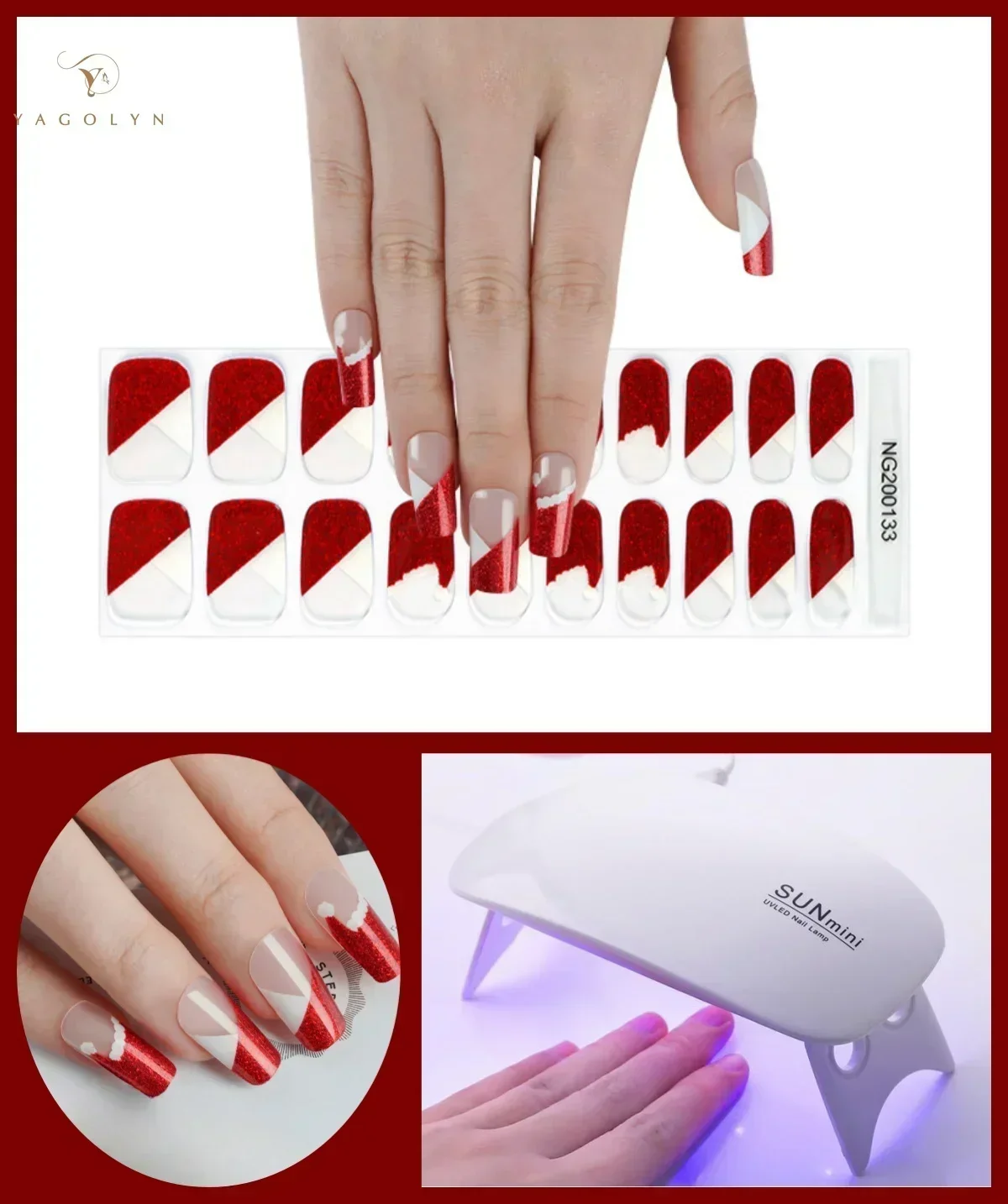 2 stks/set Semi Uitgeharde Gel Nail Strip Stickers met 6W UV Lamp gebakken Lijm Langdurige Nagel Gel Wraps nail Art Decoratie Tip