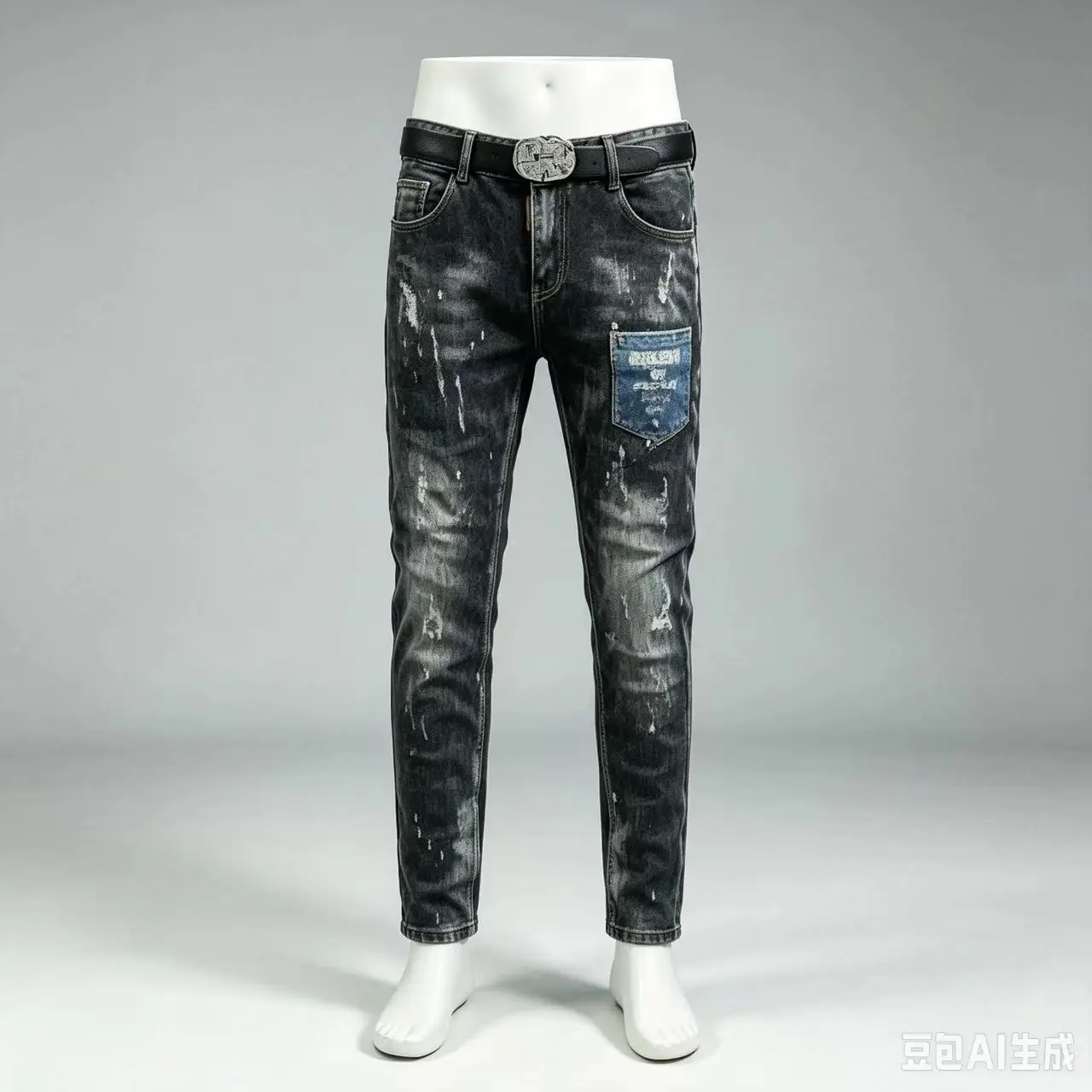 Men's Slim Fit Split Jeans Y2K Fashion Elastic Waist Multi-Pocket Blue Black Designer Colored Split Jeans for Men