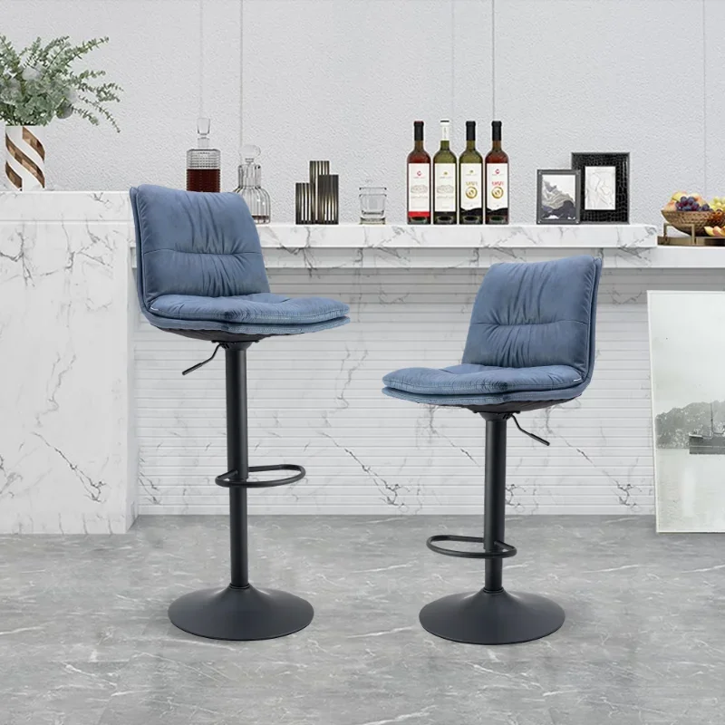 

Bar Stools High PU Leather Bar Stool High Bench Lift Height Dining Chair Adjusted Swivel Leisure Kitchen Backrest Furniture